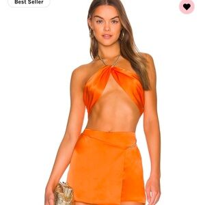 Orange Halter Top and Skirt Set